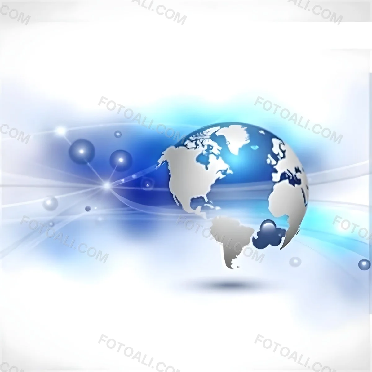 Globe With A Blue And White Color Scheme Surrounded By Abstract Geometric Shapes And Lines Creating A Sense Of Connectivity And Technology Against A Blue Background 22 B1bc
