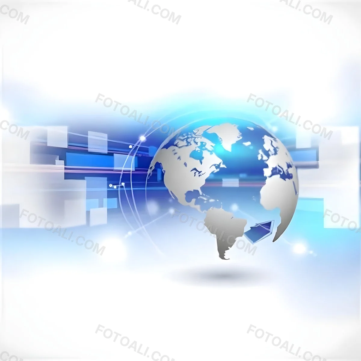 Globe With A Blue And White Color Scheme Surrounded By Abstract Geometric Shapes And Lines Creating A Sense Of Connectivity And Technology Against A Blue Background 27 A27a
