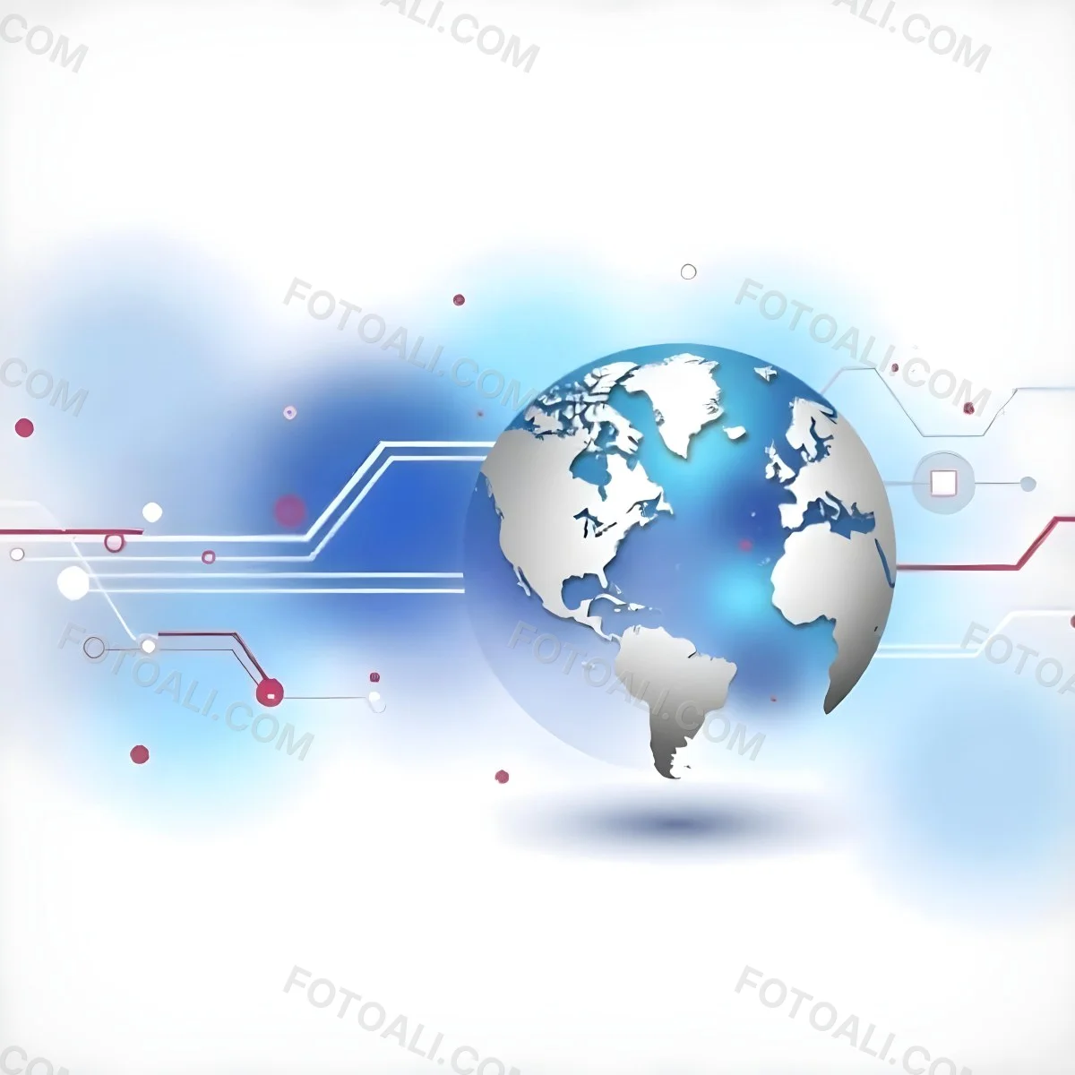 Globe With A Blue And White Color Scheme Surrounded By Abstract Geometric Shapes And Lines Creating A Sense Of Connectivity And Technology Against A Blue Background 4 6154