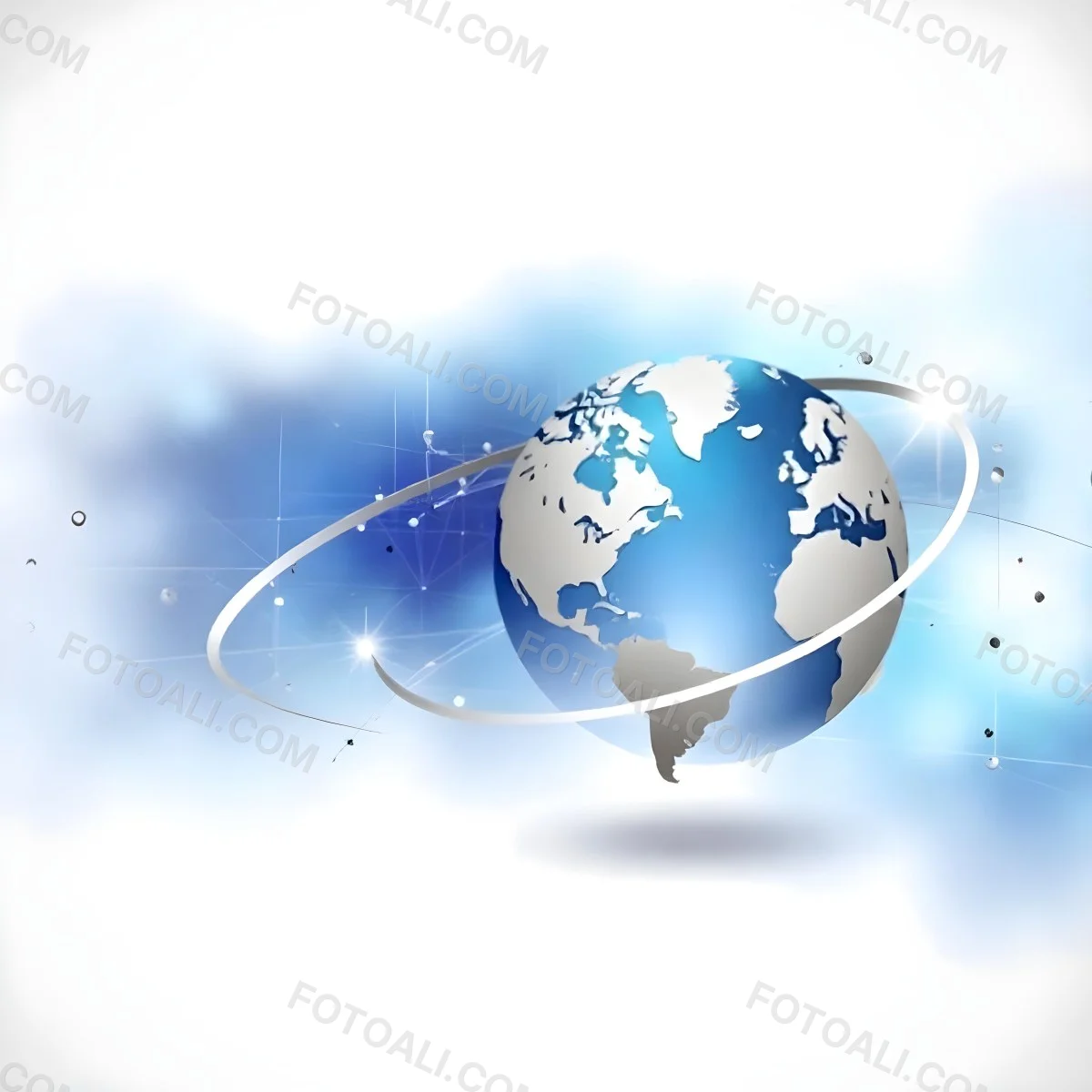 Globe With A Blue And White Color Scheme Surrounded By Abstract Geometric Shapes And Lines Creating A Sense Of Connectivity And Technology Against A Blue Background 41 1260
