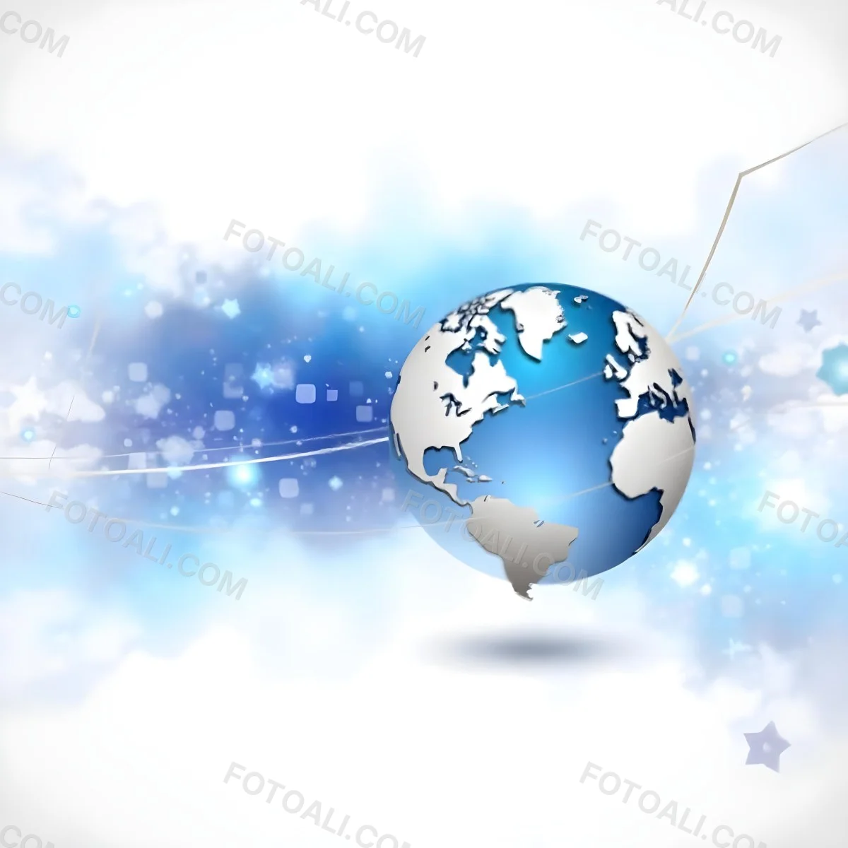 Globe With A Blue And White Color Scheme Surrounded By Abstract Geometric Shapes And Lines Creating A Sense Of Connectivity And Technology Against A Blue Background 46 55c5