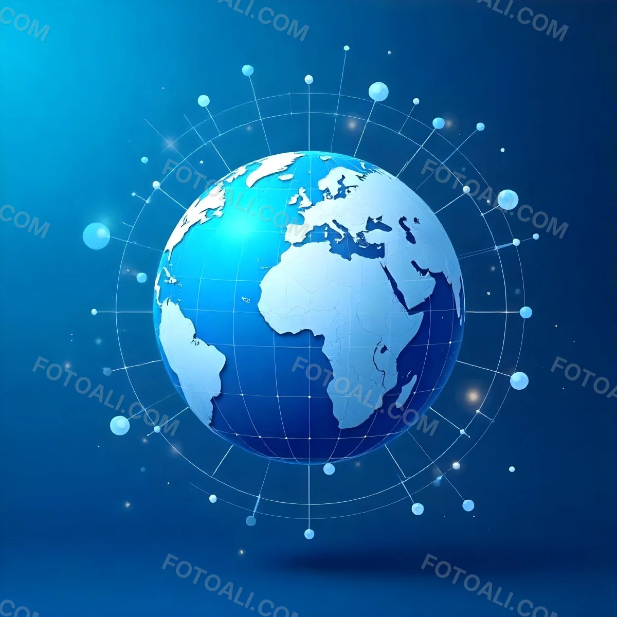 Globe With A Blue And White Color Scheme Surrounded By Abstract Geometric Shapes And Lines Creating A Sense Of Connectivity And Technology Against A Blue Background 9 83ff