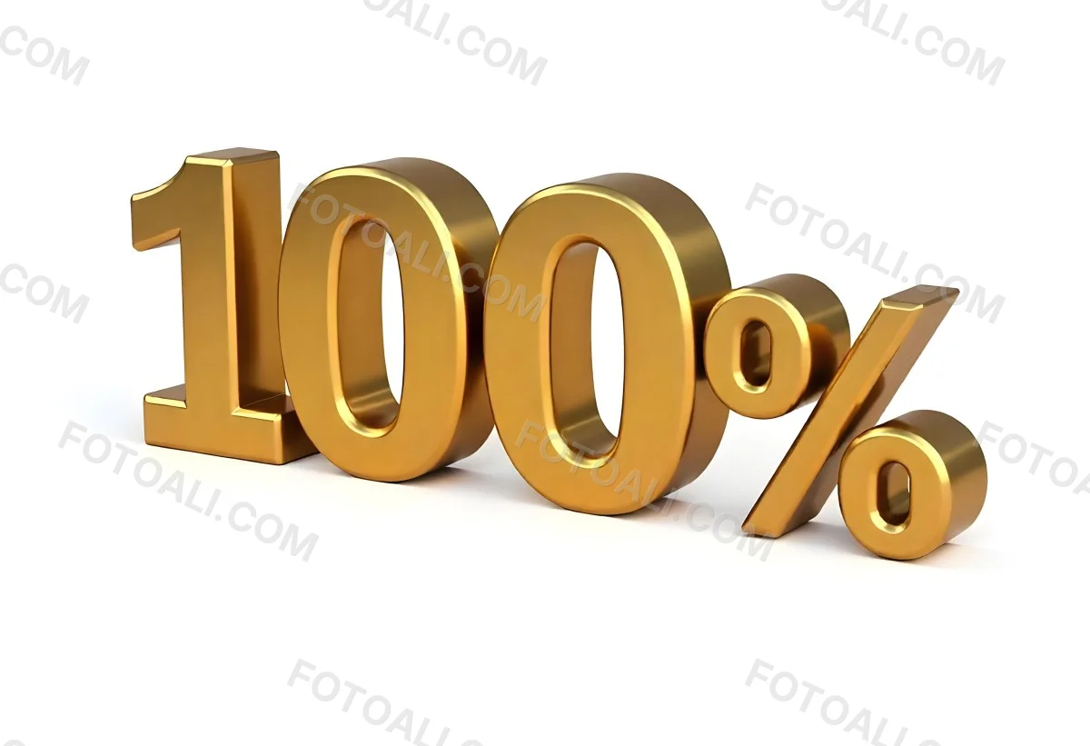 Golden 100 Text On A White Background The Numbers Are Big And Bold The Percentage Symbol Is Smaller And To The Right 1 0a8d