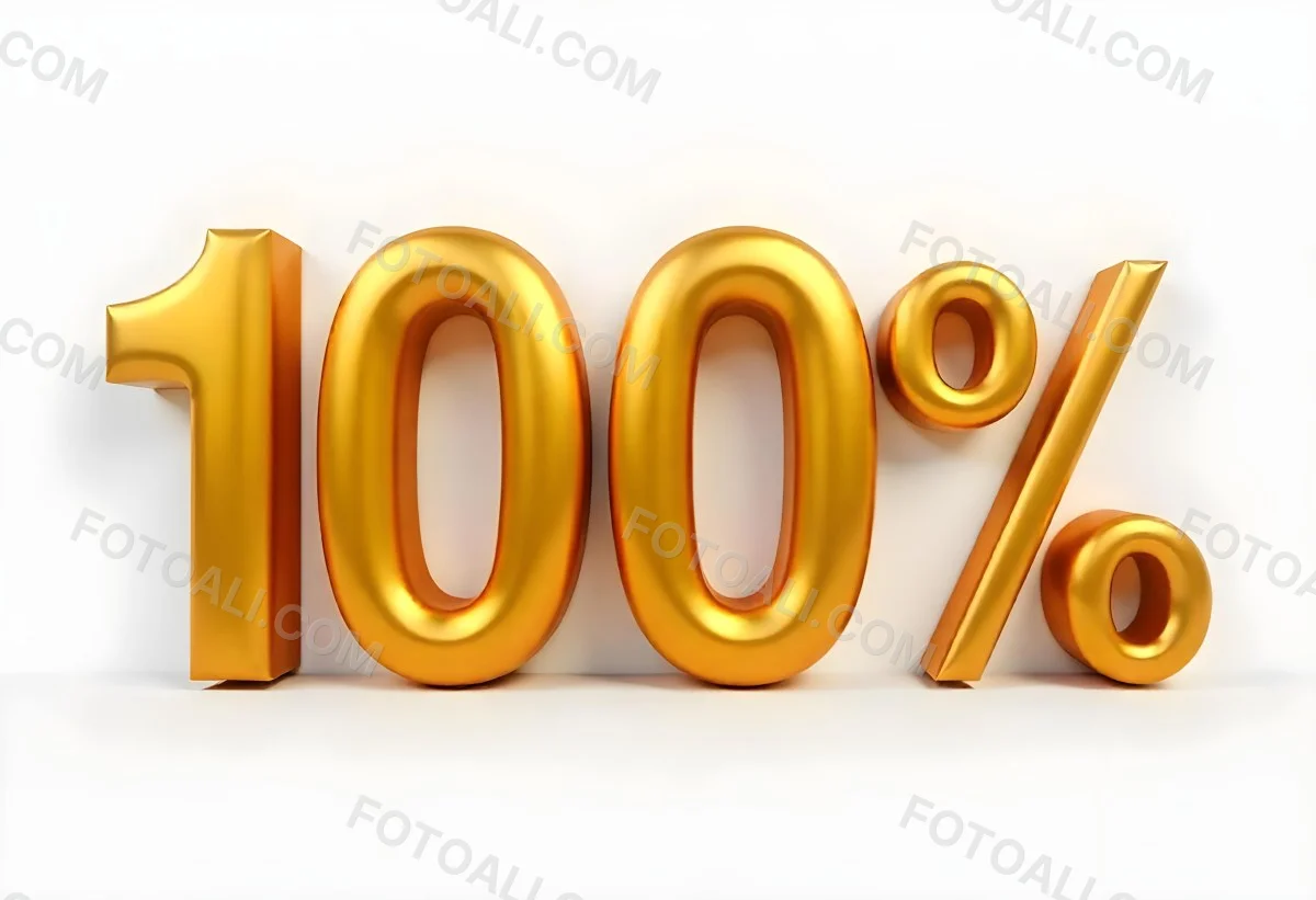 Golden 100 Text On A White Background The Numbers Are Big And Bold The Percentage Symbol Is Smaller And To The Right 11 1f58
