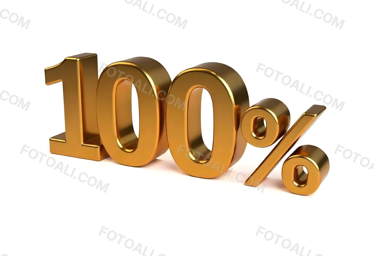 Golden 100 Text On A White Background The Numbers Are Big And Bold The Percentage Symbol Is Smaller And To The Right 13 44fd