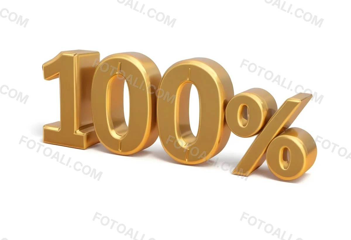 Golden 100 Text On A White Background The Numbers Are Big And Bold The Percentage Symbol Is Smaller And To The Right 15 4526