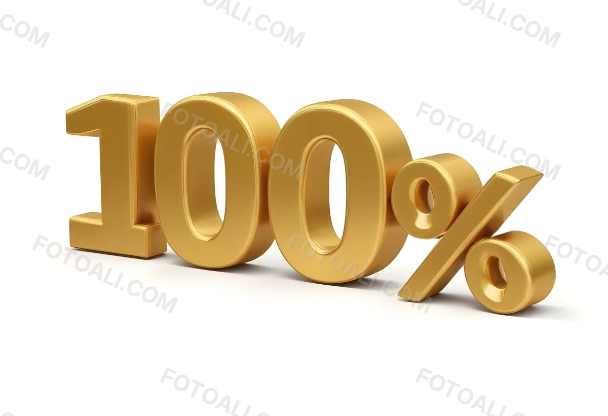 Golden 100 Text On A White Background The Numbers Are Big And Bold The Percentage Symbol Is Smaller And To The Right 16 841f