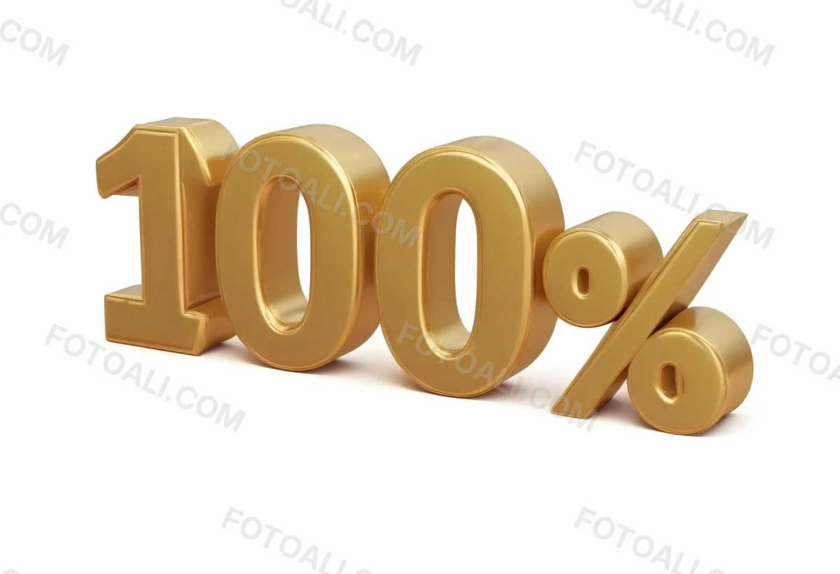 Golden 100 Text On A White Background The Numbers Are Big And Bold The Percentage Symbol Is Smaller And To The Right 17 1ec9