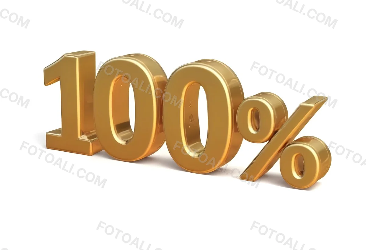 Golden 100 Text On A White Background The Numbers Are Big And Bold The Percentage Symbol Is Smaller And To The Right 25 21bd