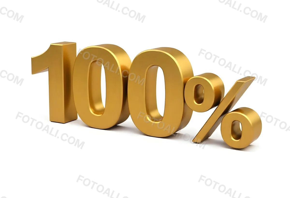 Golden 100 Text On A White Background The Numbers Are Big And Bold The Percentage Symbol Is Smaller And To The Right 4 C627