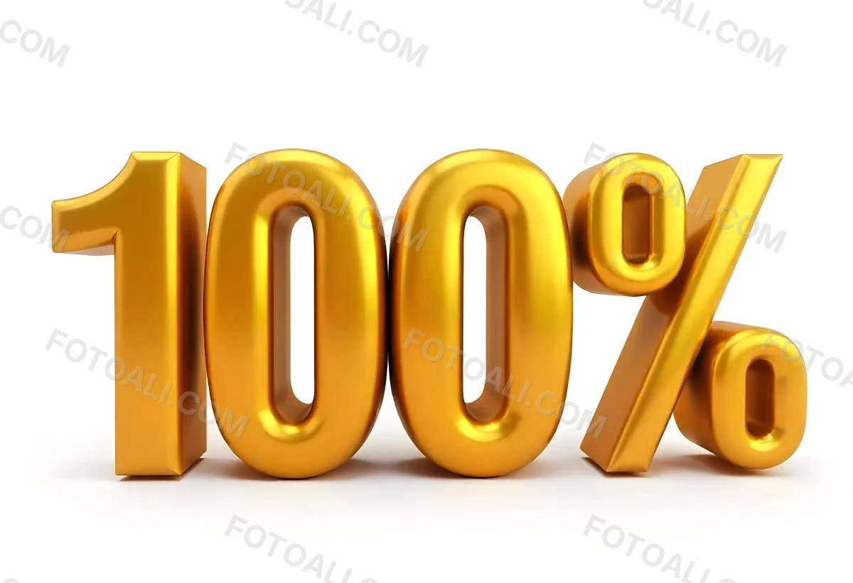 Golden 100 Text On A White Background The Numbers Are Big And Bold The Percentage Symbol Is Smaller And To The Right 8 5ef2