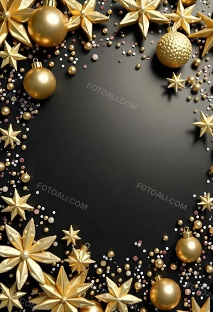 Golden Christmas Balls And Stars With A Golden Ribbon On A Golden Background Christmas Decoration Festive Elegant Minimalist Christmas Ornaments 30 888d