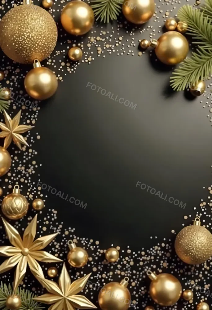 Golden Christmas Balls And Stars With A Golden Ribbon On A Golden Background Christmas Decoration Festive Elegant Minimalist Christmas Ornaments 32 Df71