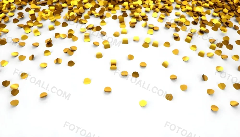 Golden Confetti Scattered On A White Surface Creating A Textured And Shimmering Effect Ideal For Festive Backgrounds Or Celebratory Designs With A Clean And Minimalist Aesthetic 13 1fd1