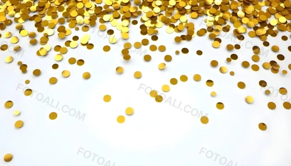 Golden Confetti Scattered On A White Surface Creating A Textured And Shimmering Effect Ideal For Festive Backgrounds Or Celebratory Designs With A Clean And Minimalist Aesthetic 14 71e8