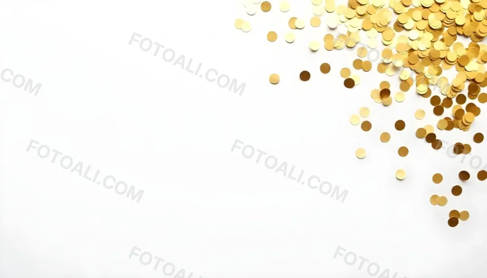 Golden Confetti Scattered On A White Surface Creating A Textured And Shimmering Effect Ideal For Festive Backgrounds Or Celebratory Designs With A Clean And Minimalist Aesthetic 19 A1f7