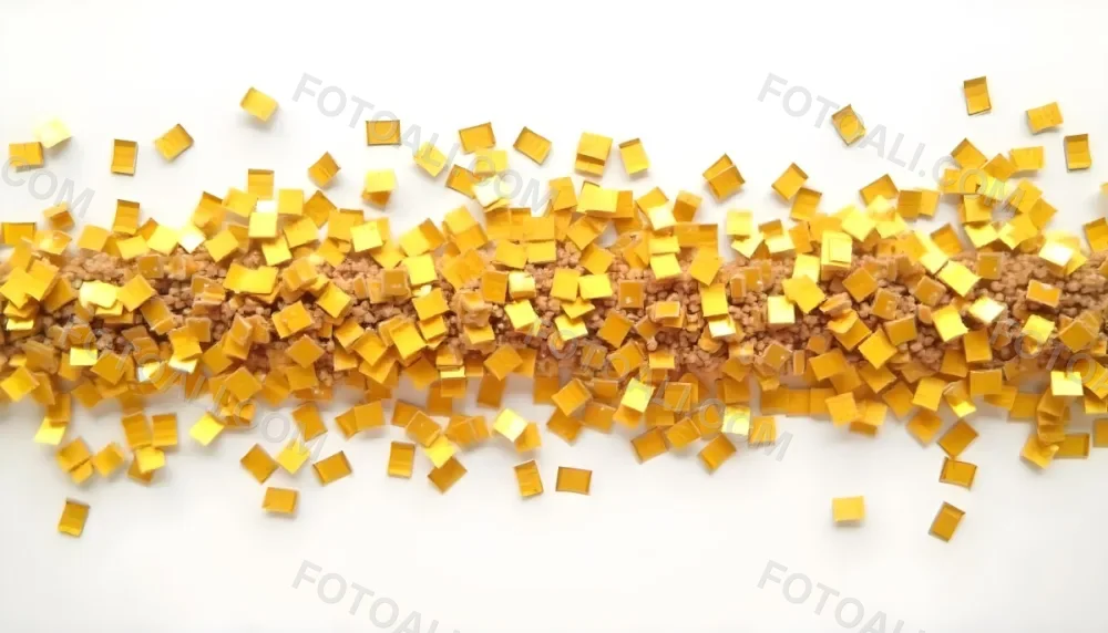 Golden Confetti Scattered On A White Surface Creating A Textured And Shimmering Effect Ideal For Festive Backgrounds Or Celebratory Designs With A Clean And Minimalist Aesthetic 33 B218