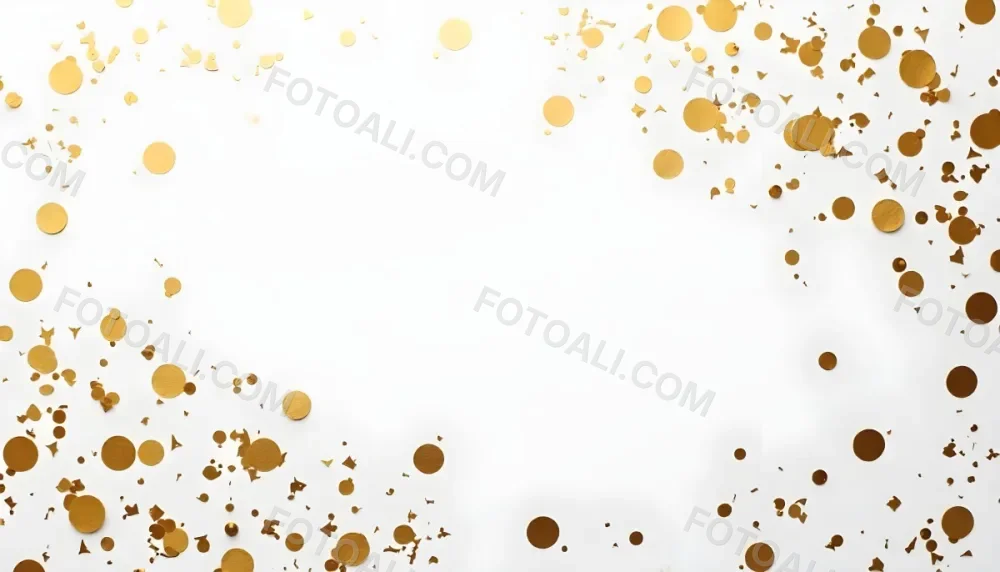 Golden Confetti Scattered On A White Surface Creating A Textured And Shimmering Effect Ideal For Festive Backgrounds Or Celebratory Designs With A Clean And Minimalist Aesthetic 4 7d9c