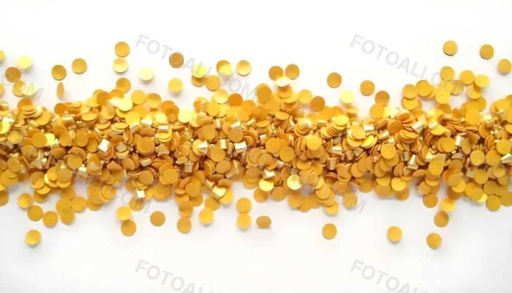 Golden Confetti Scattered On A White Surface Creating A Textured And Shimmering Effect Ideal For Festive Backgrounds Or Celebratory Designs With A Clean And Minimalist Aesthetic 41 Af4b