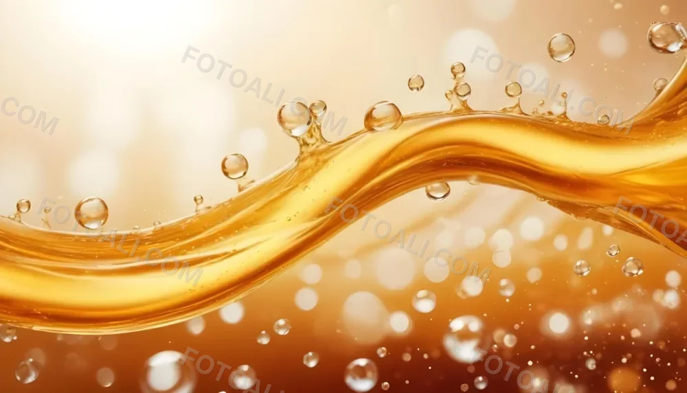 Golden Liquid Wave With Bubbles And Bokeh Effect Abstract Background With Warm Tones Dynamic Composition Macro Photography 23 3c42