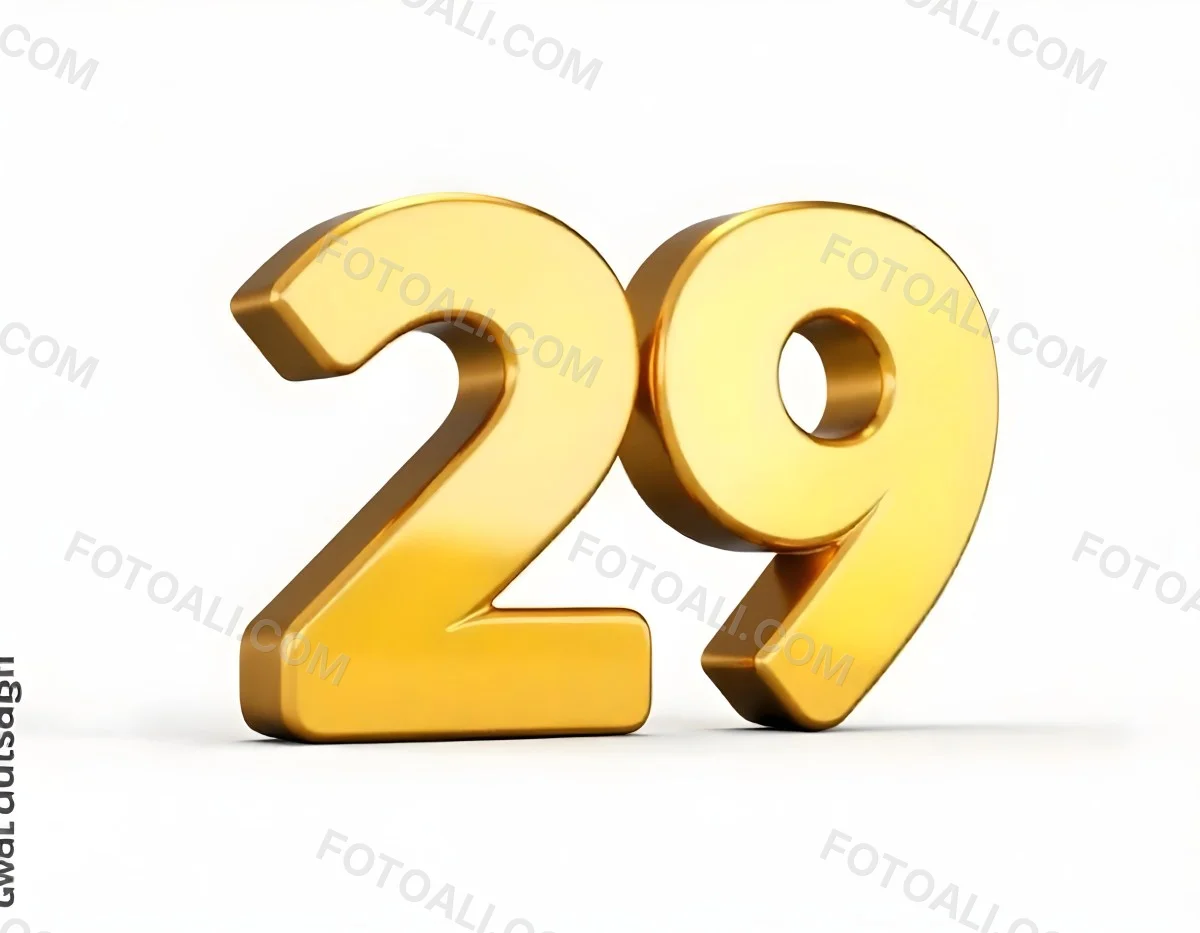 Golden Number 29 Glossy And Reflective Casting A Soft Shadow On A White Background Simple And Elegant Design Clean And Minimalist Composition 1 81a6