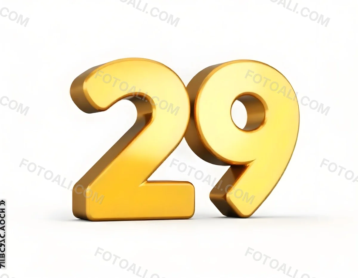 Golden Number 29 Glossy And Reflective Casting A Soft Shadow On A White Background Simple And Elegant Design Clean And Minimalist Composition 17 C2de