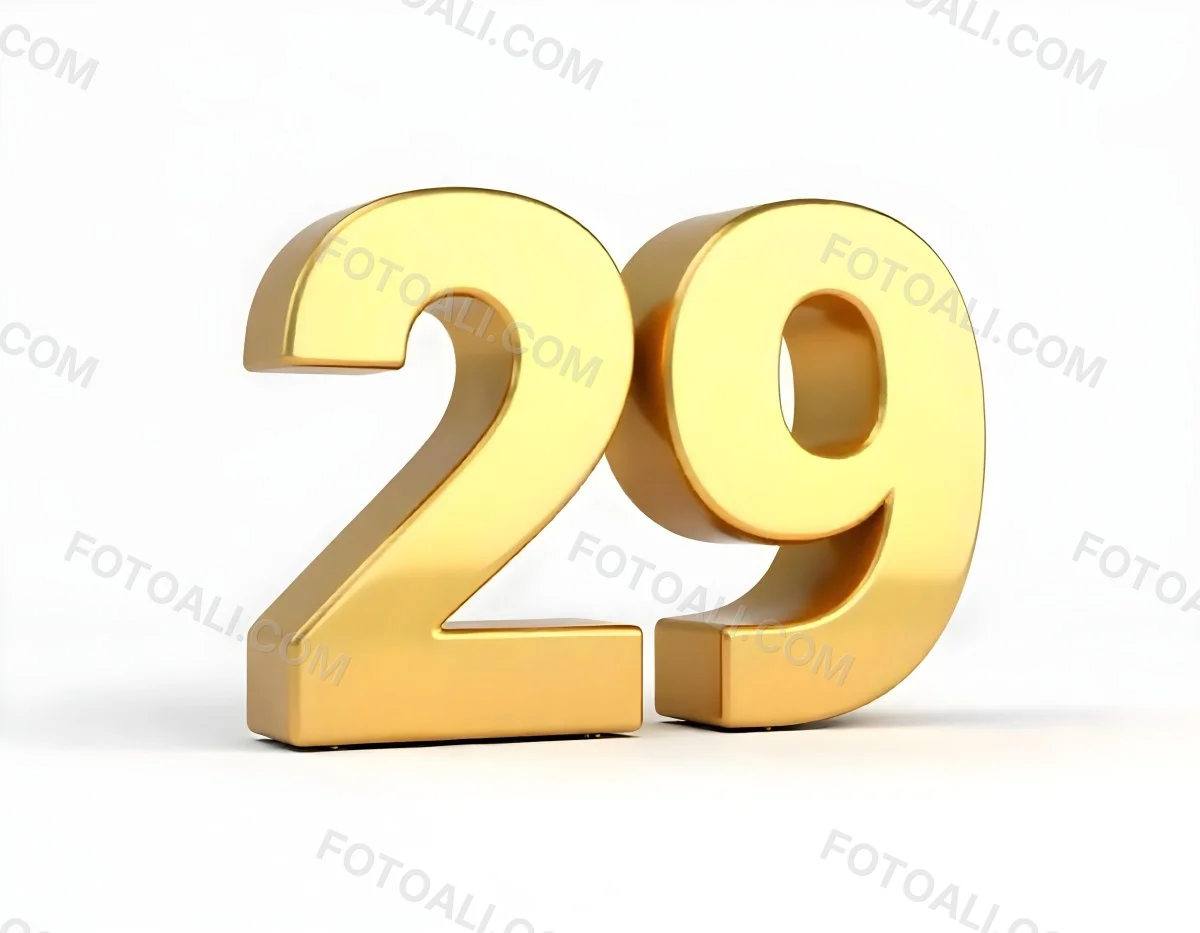 Golden Number 29 Glossy And Reflective Casting A Soft Shadow On A White Background Simple And Elegant Design Clean And Minimalist Composition 18 7557