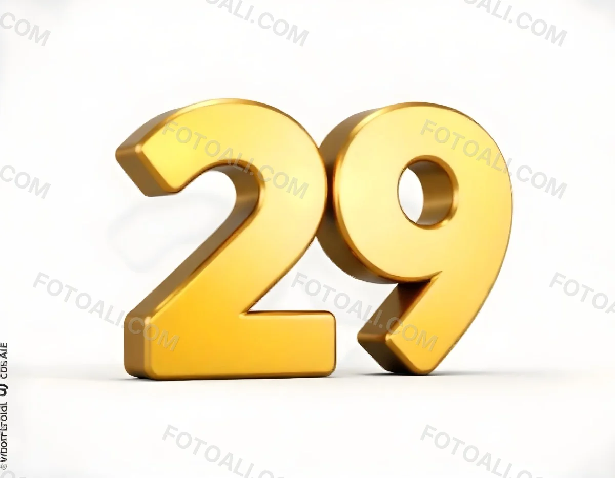 Golden Number 29 Glossy And Reflective Casting A Soft Shadow On A White Background Simple And Elegant Design Clean And Minimalist Composition 21 6af1
