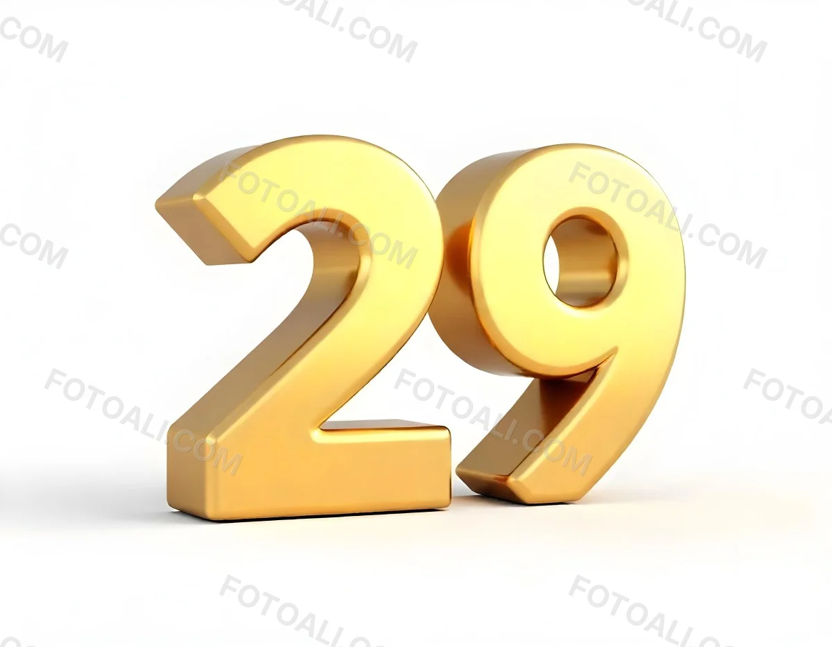 Golden Number 29 Glossy And Reflective Casting A Soft Shadow On A White Background Simple And Elegant Design Clean And Minimalist Composition 23 97ae
