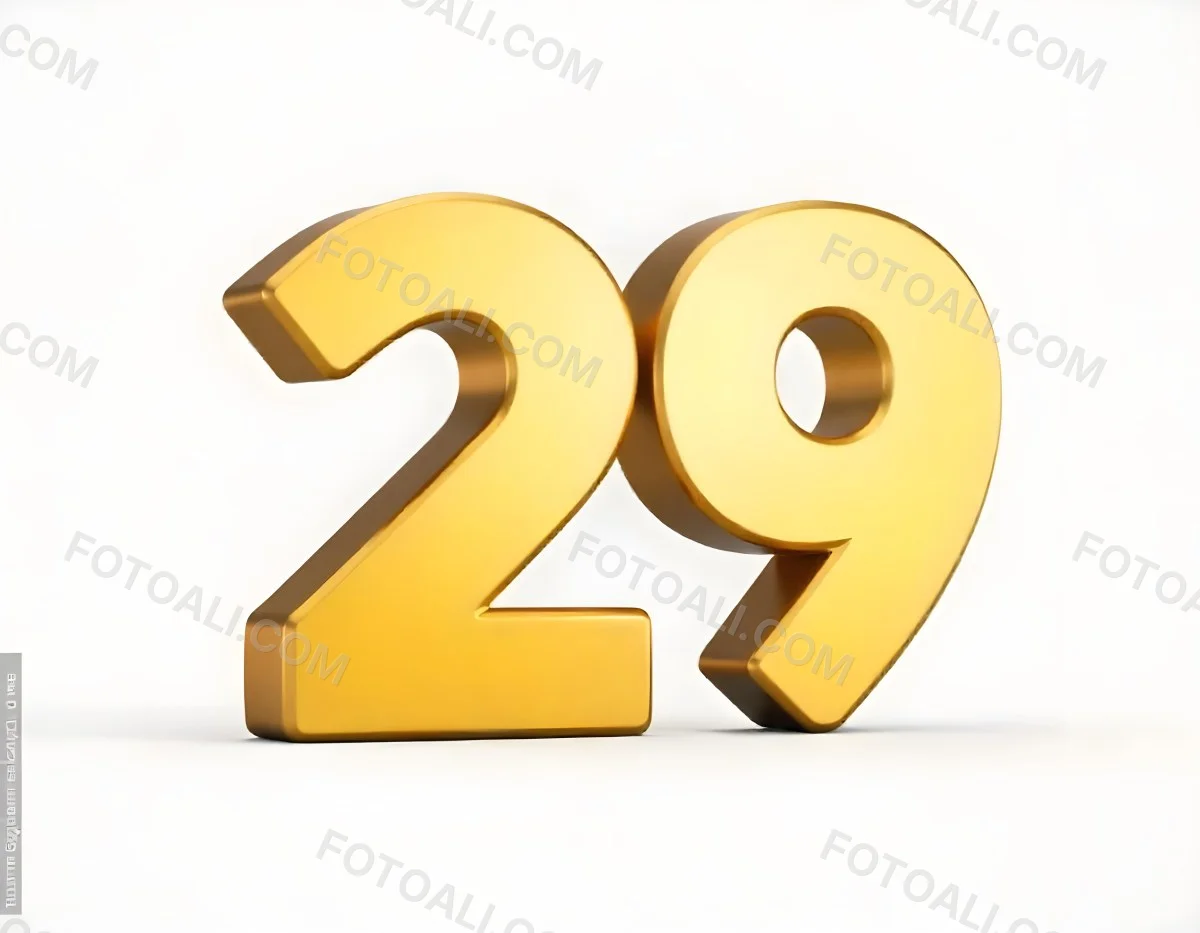 Golden Number 29 Glossy And Reflective Casting A Soft Shadow On A White Background Simple And Elegant Design Clean And Minimalist Composition 6 4549