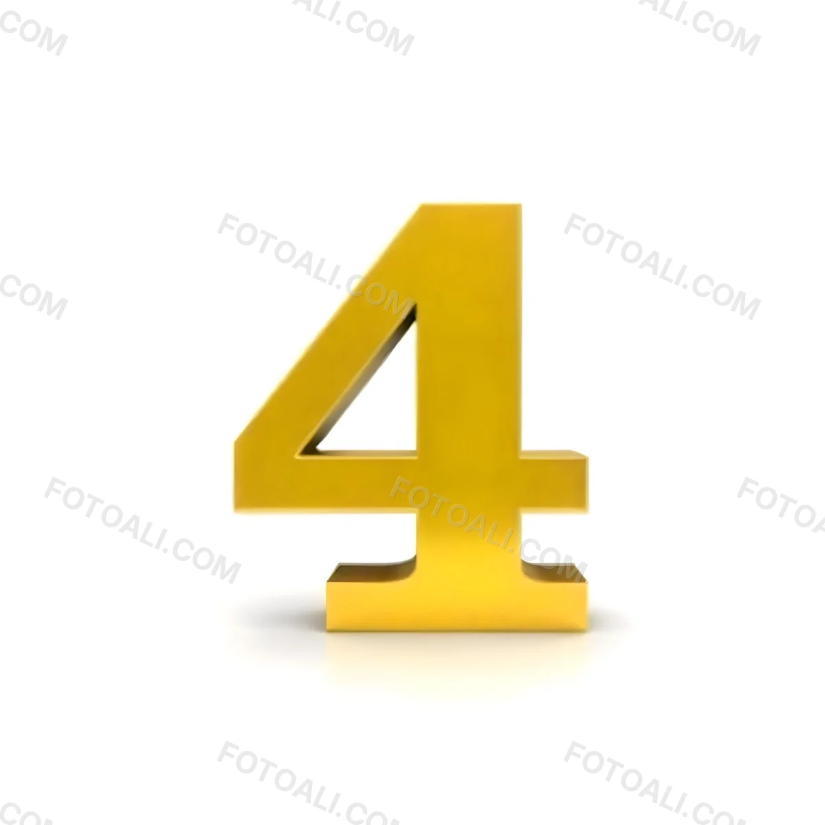 Golden Number Four On A White Background 2 C974