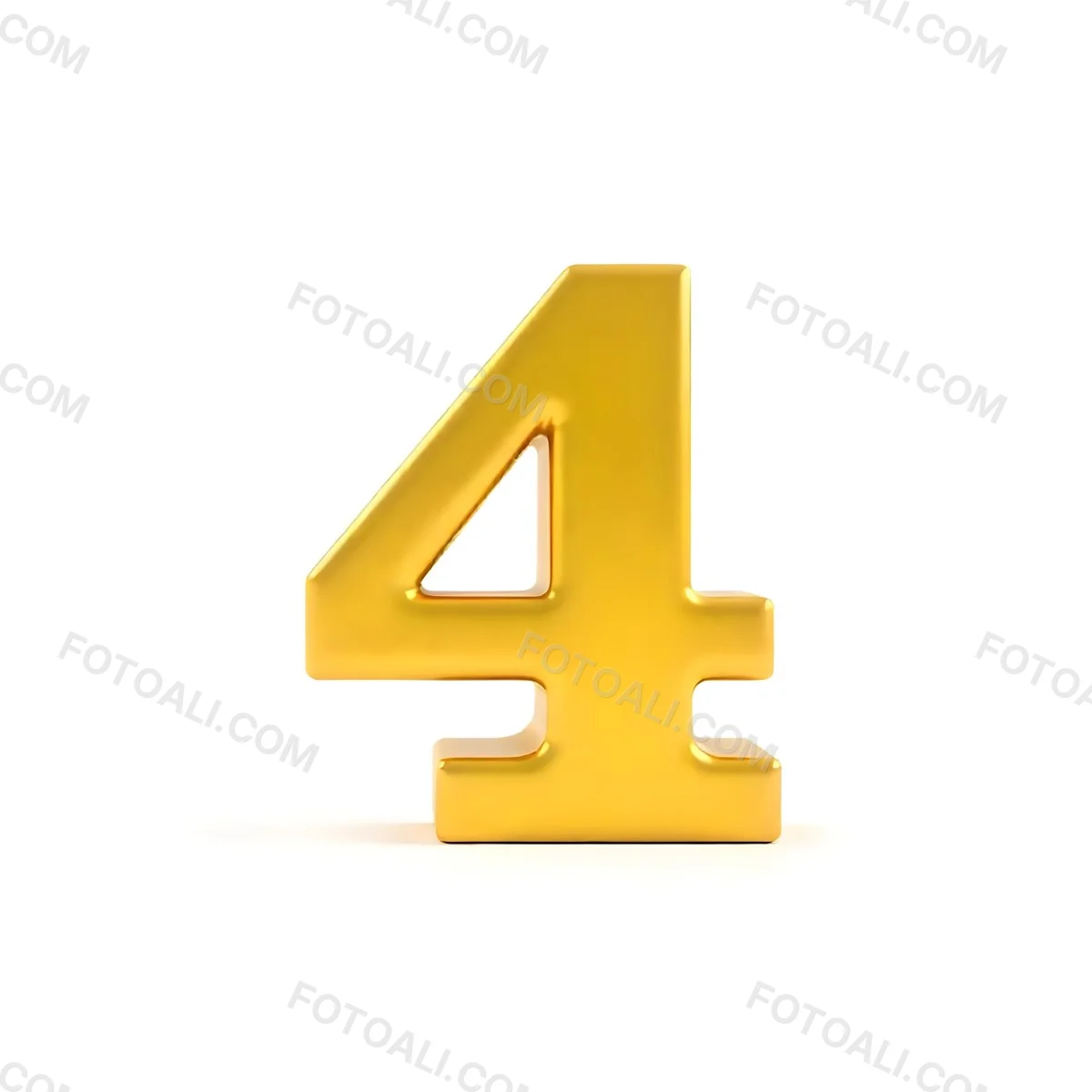 Golden Number Four On A White Background 24 B9df