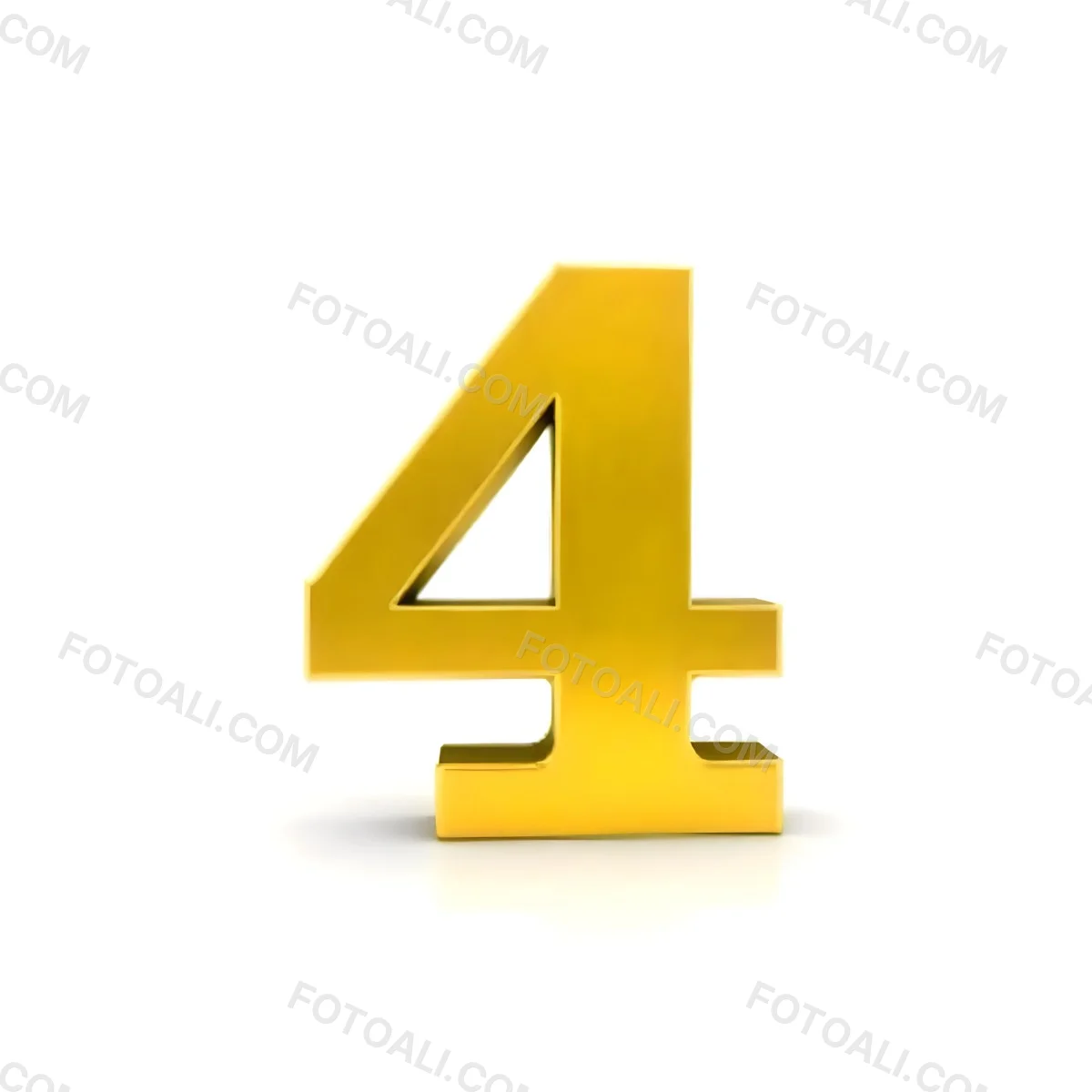 Golden Number Four On A White Background 30 D673