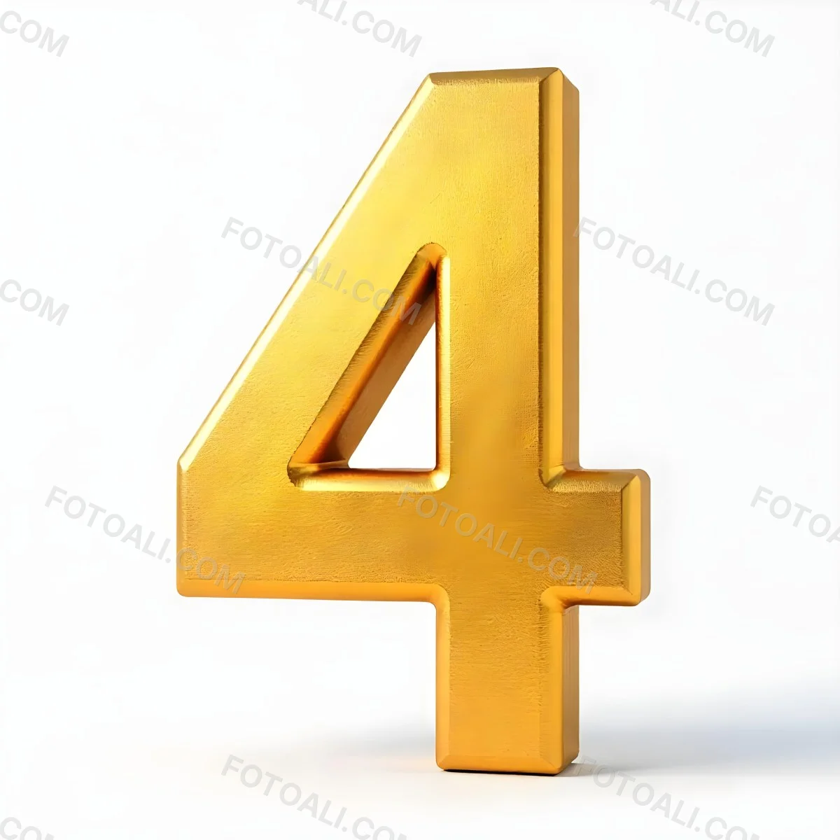Golden Number Four On A White Background 31 21d4