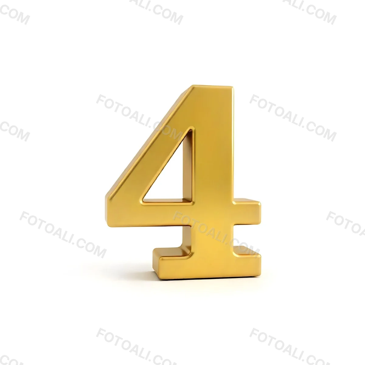 Golden Number Four On A White Background 33 Dd8c