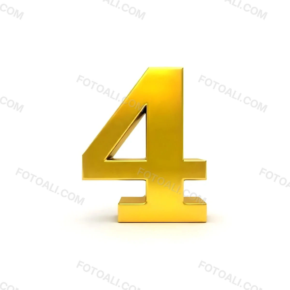 Golden Number Four On A White Background 4 E9d8