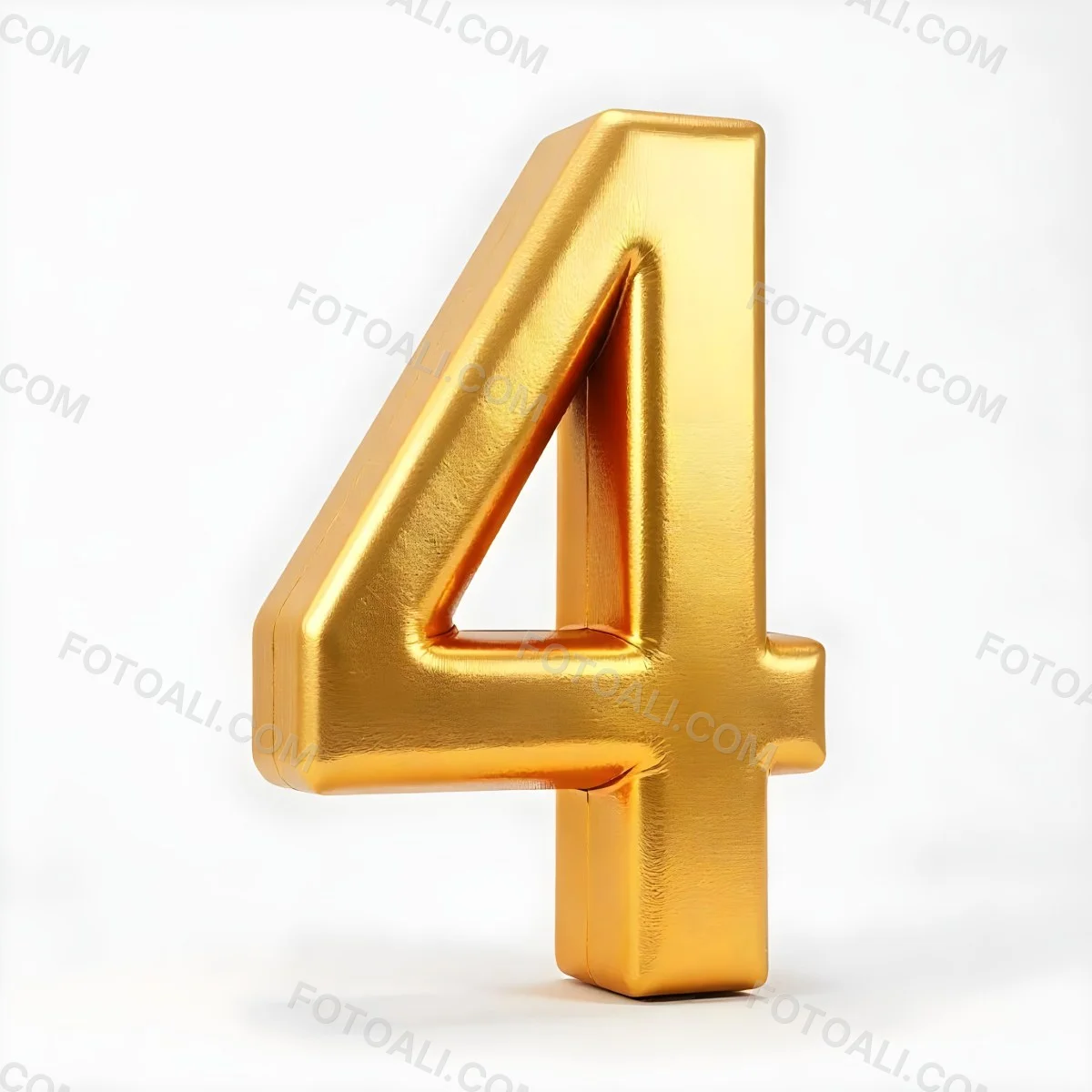 Golden Number Four On A White Background 5 31be