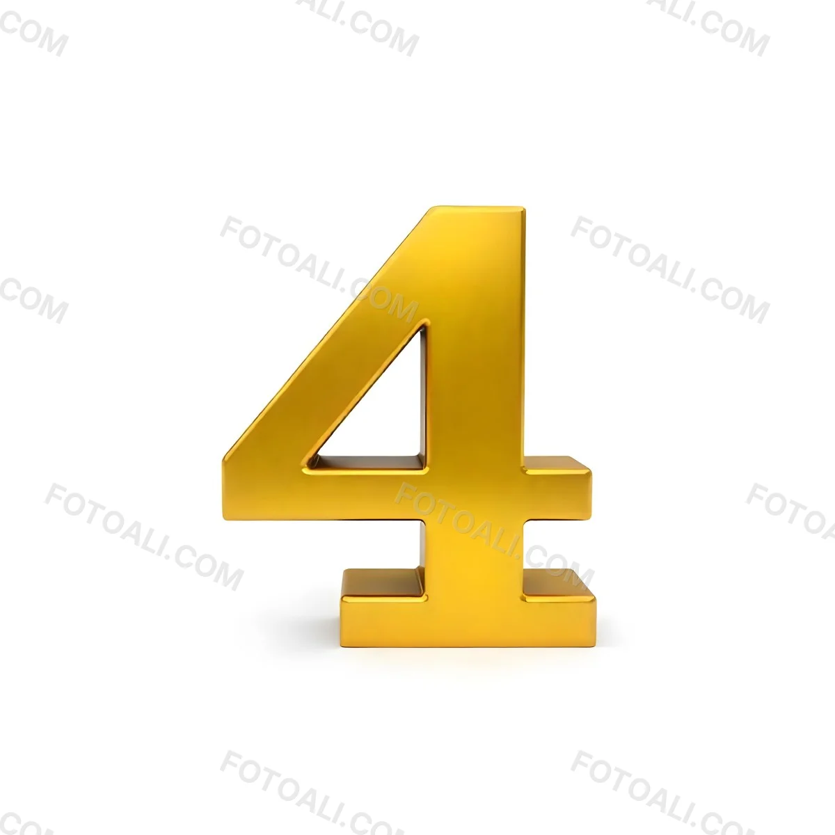 Golden Number Four On A White Background 6 64c2