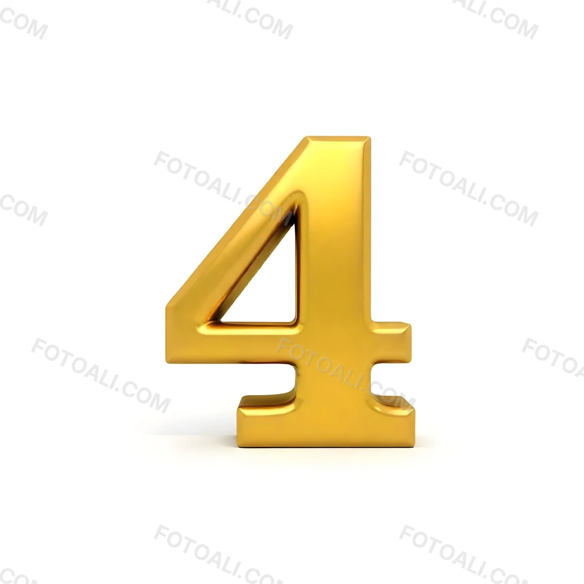 Golden Number Four On A White Background 7 66c8