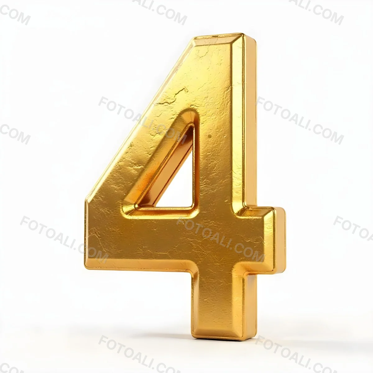 Golden Number Four On A White Background 8 Ccba