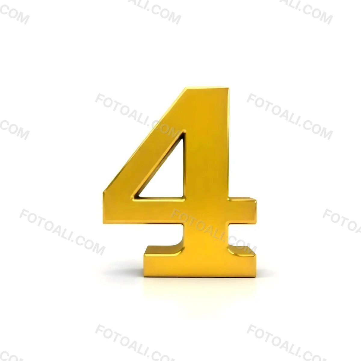 Golden Number Four On A White Background 9 Ea70