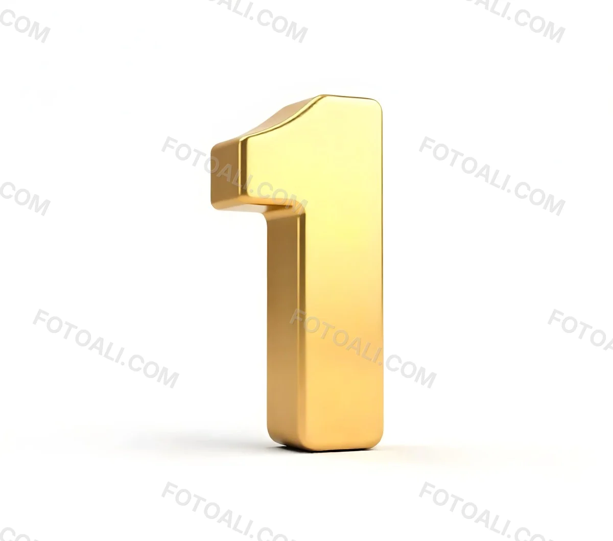 Golden Number One With Rounded Edges Smooth Surface Metallic Reflections Standing Upright On A White Background Casting A Subtle Shadow 10 58a1