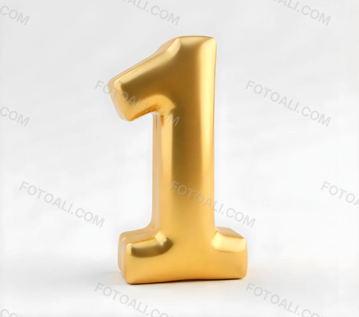 Golden Number One With Rounded Edges Smooth Surface Metallic Reflections Standing Upright On A White Background Casting A Subtle Shadow 22 Bc5d