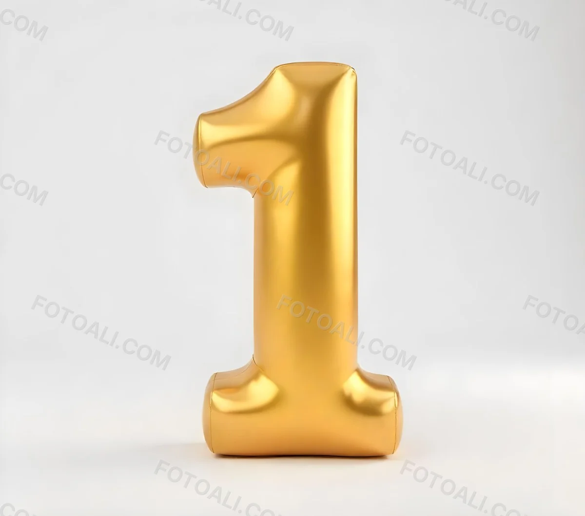 Golden Number One With Rounded Edges Smooth Surface Metallic Reflections Standing Upright On A White Background Casting A Subtle Shadow 3 3578