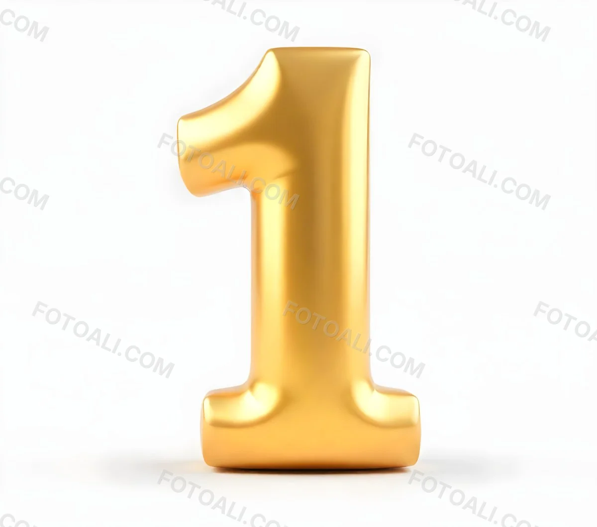 Golden Number One With Rounded Edges Smooth Surface Metallic Reflections Standing Upright On A White Background Casting A Subtle Shadow 32 A5d7
