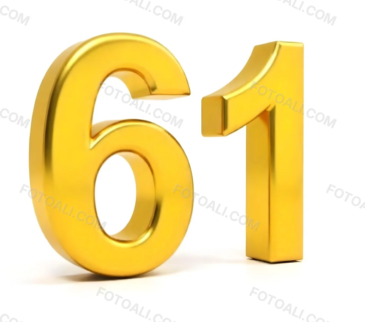 Golden Number Sixty One On A White Background Shiny Elegant Simple Clean Modern Luxurious Celebration Anniversary Birthday Achievement Success 13 6484