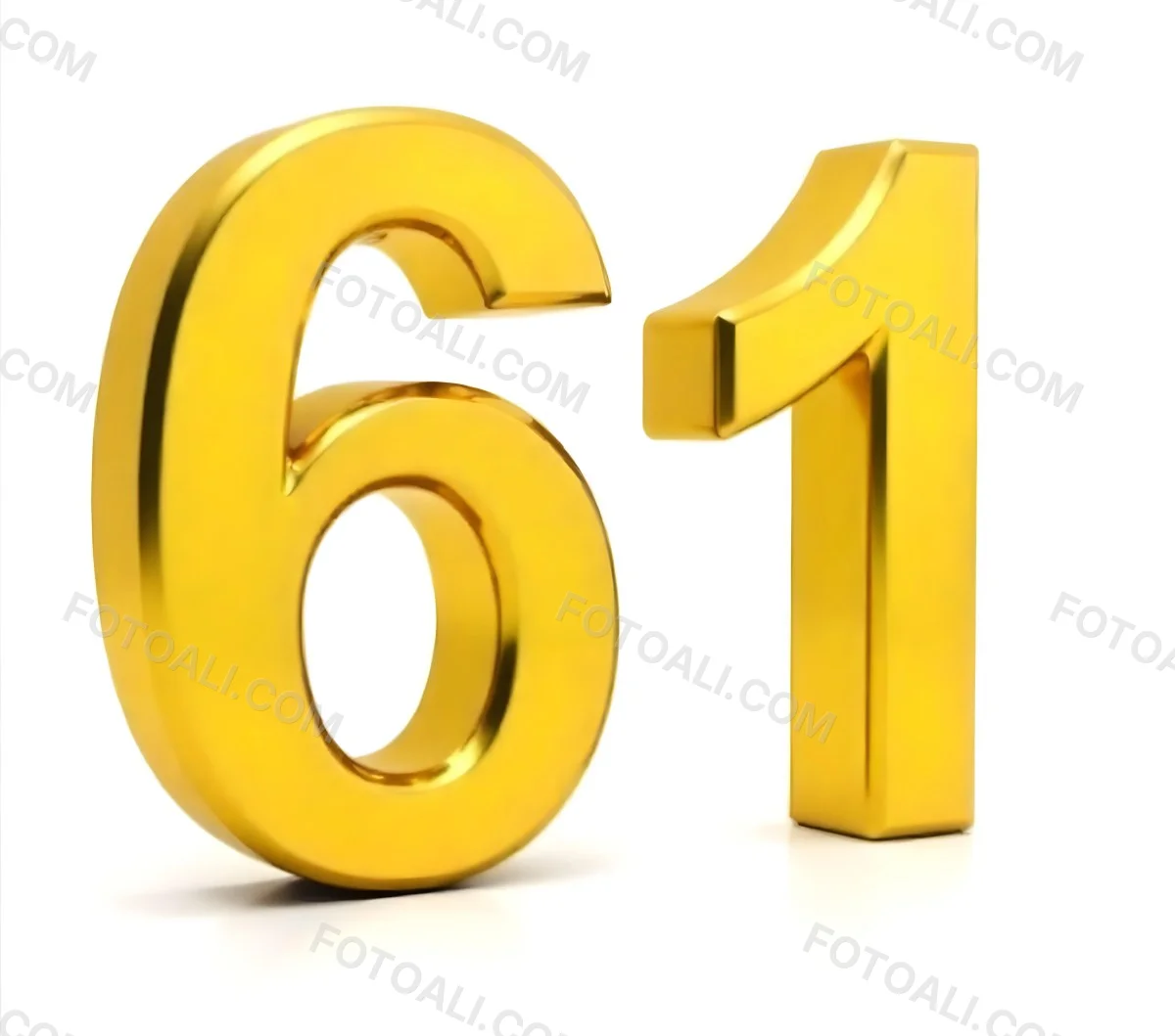 Golden Number Sixty One On A White Background Shiny Elegant Simple Clean Modern Luxurious Celebration Anniversary Birthday Achievement Success 28 847c