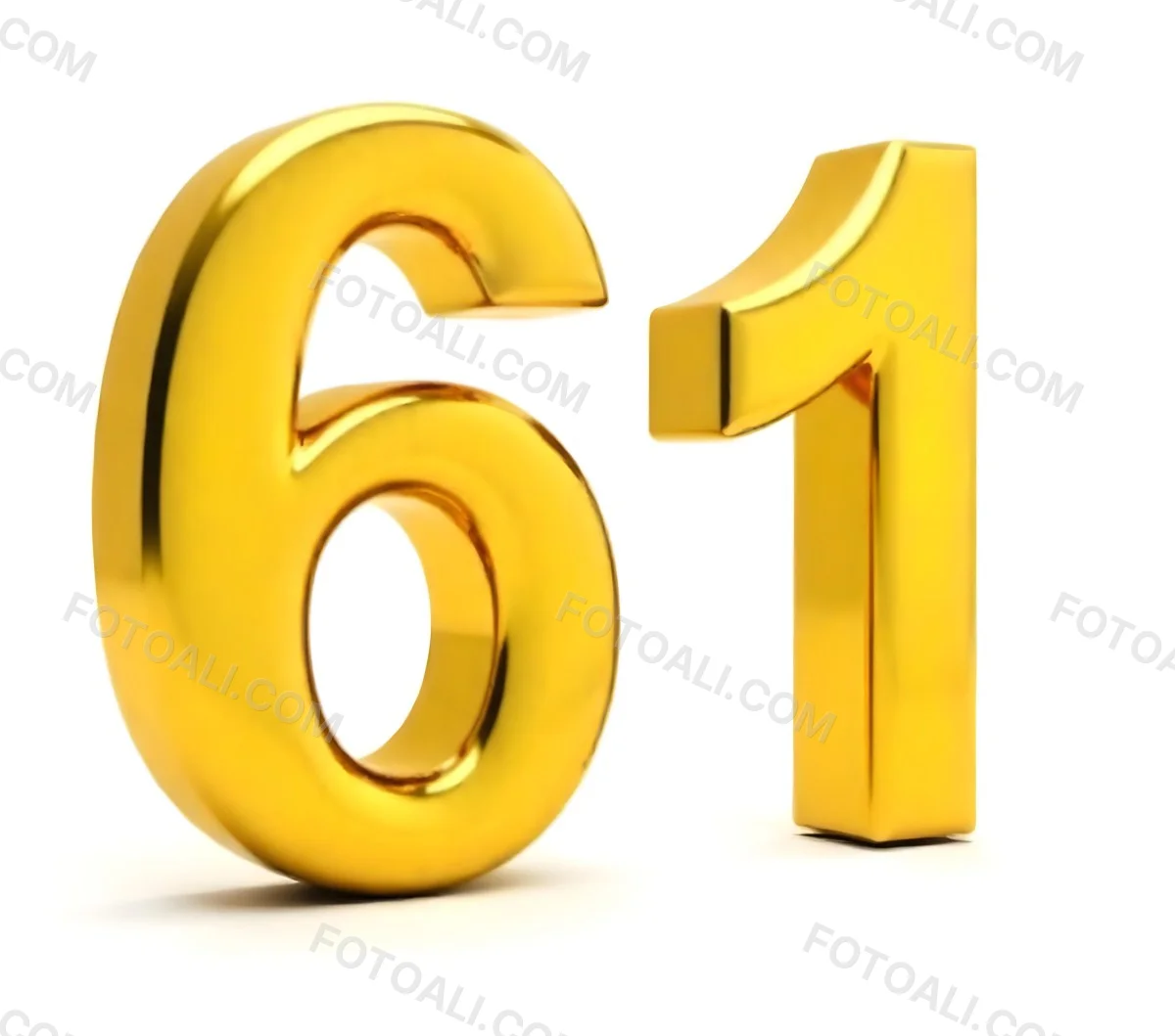 Golden Number Sixty One On A White Background Shiny Elegant Simple Clean Modern Luxurious Celebration Anniversary Birthday Achievement Success 30 B12e
