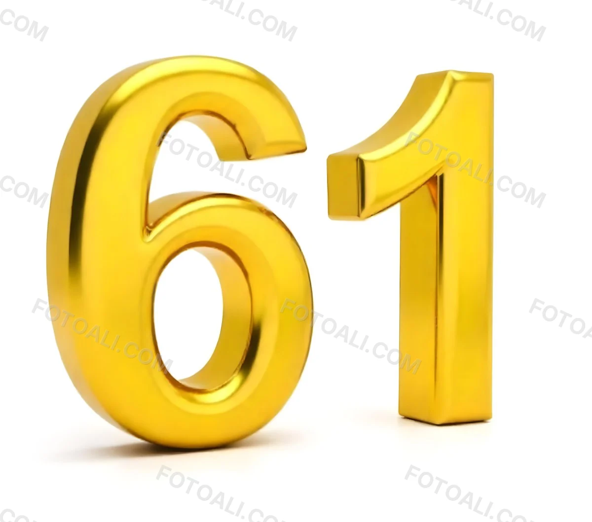 Golden Number Sixty One On A White Background Shiny Elegant Simple Clean Modern Luxurious Celebration Anniversary Birthday Achievement Success 33 Cd38
