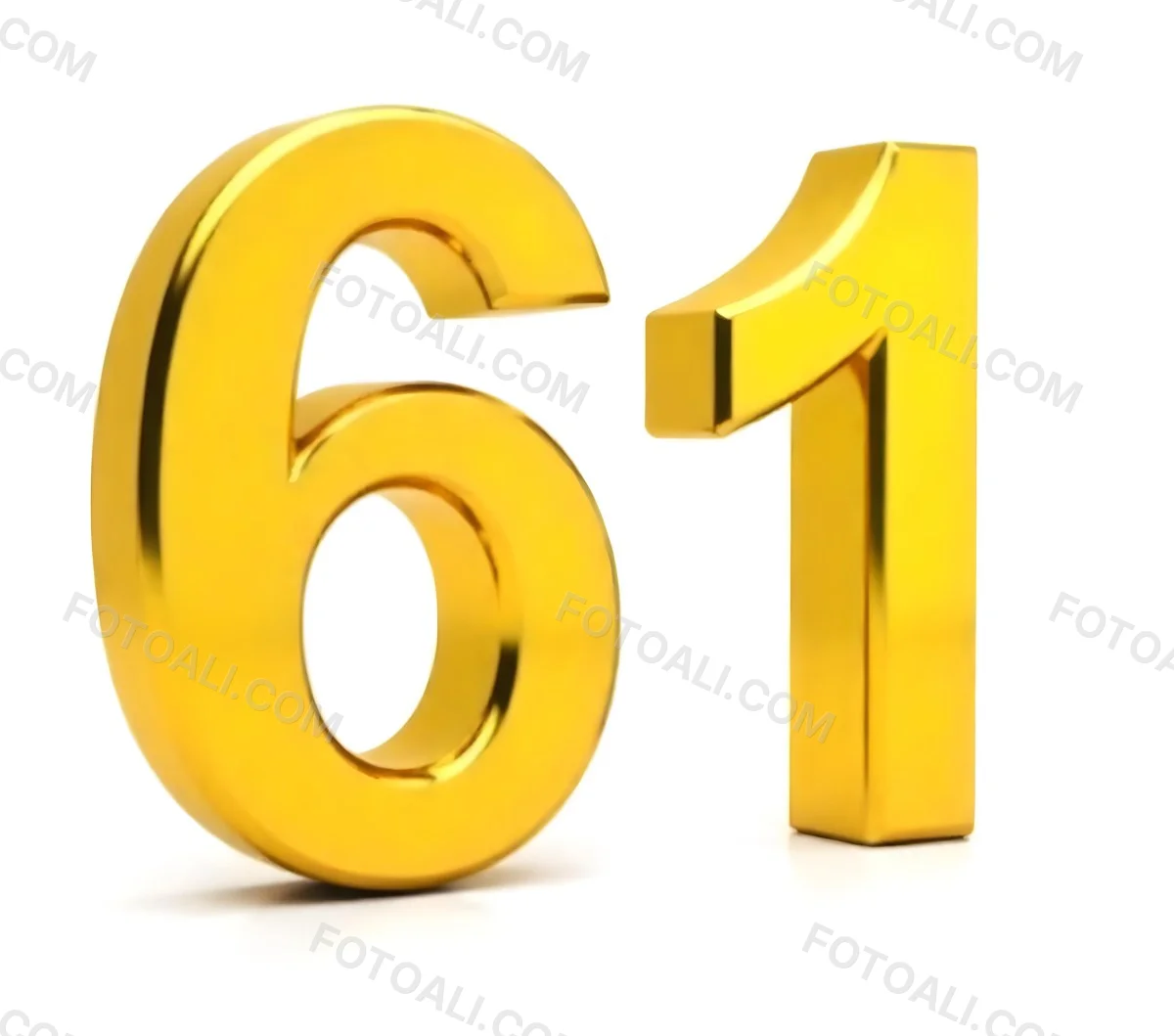 Golden Number Sixty One On A White Background Shiny Elegant Simple Clean Modern Luxurious Celebration Anniversary Birthday Achievement Success 34 6b66